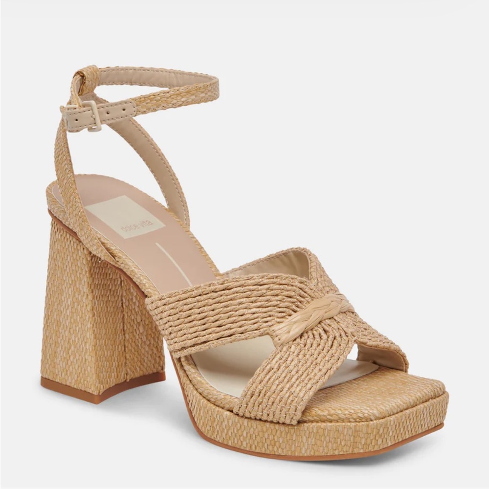 Dolce Vita Aries Heels - 8 - Natural Raffia